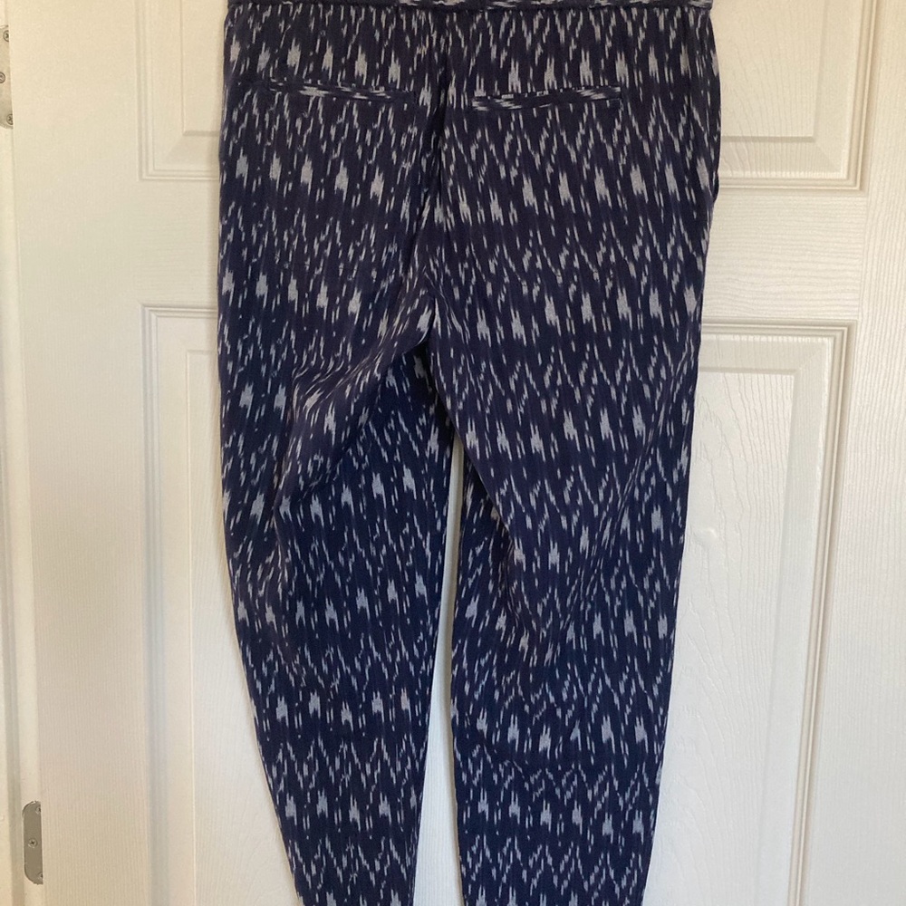 LOFT Navy and white drawstring straight leg pants.  Size XS - Picture 2 of 4